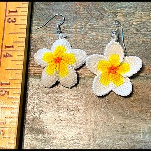 Beaded Dangle Flower Earrings